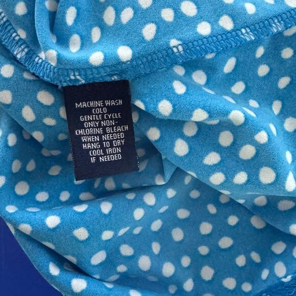 Chaps Womens Size 6 Sleeveless Dress Blue White Polka Dot V Neck Polyester - Picture 4 of 5